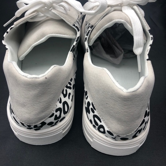 Gray leopard print patchwork sneakers - Picture 5 of 13